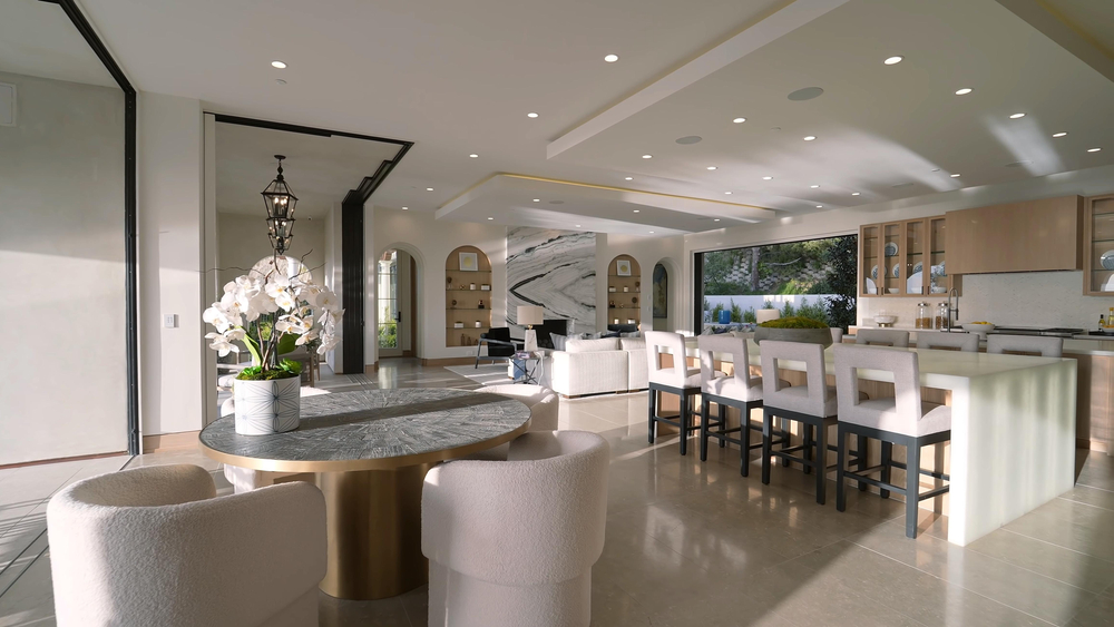 upscale kitchen and living room